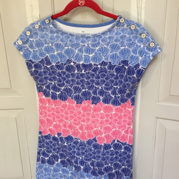 Talbots Blue and Pink Seashell Print Cotton Mini Dress - Picture 10 of 16